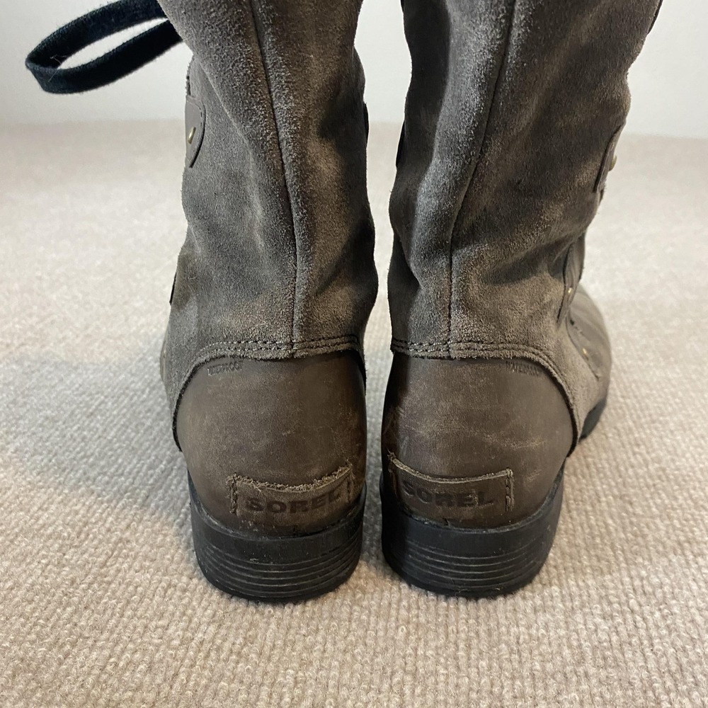 Sorel Snow Boots Womens Size 8 Gray Suede Waterproof Mid Calf Lace Up NL3308-245 - Picture 7 of 11